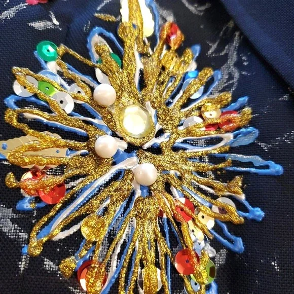 Vintage Buckhead Men's Shop Blue Blazer 40R Sequence Graphic Made USA Union Made - Picture 9 of 16